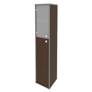 Шкаф высокий узкий (1 средняя дверь ЛДСП, 1 низкая дверь стекло) Л.СУ-1.7 Л/Пр